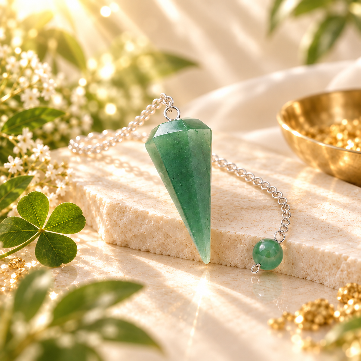Green aventurine pendulum for Abundance & Luck collection