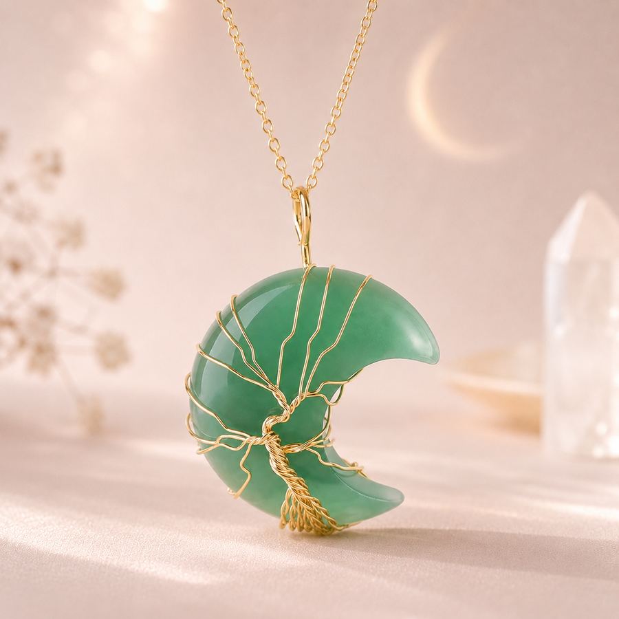 Green Aventurine Moon Garden Crystal Necklace
